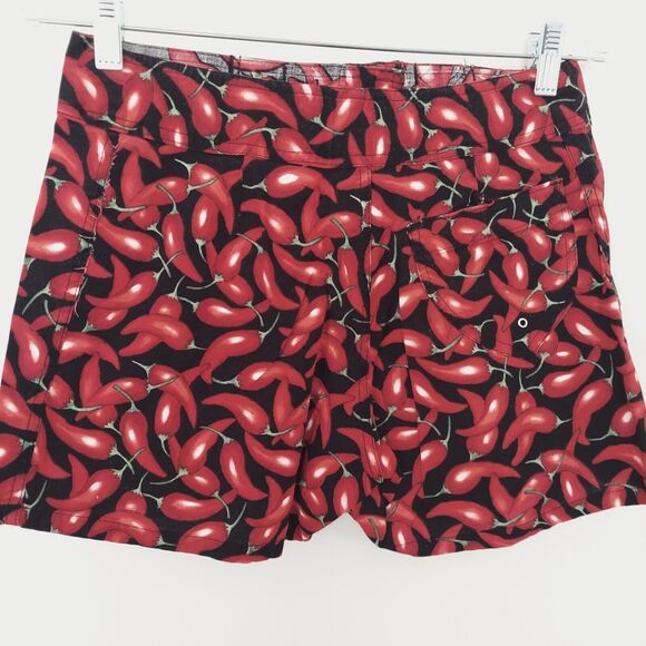 Womens Shorts Swim Board Short size 7 Chili Pepper Print Cotton Pocket - Picture 6 of 12